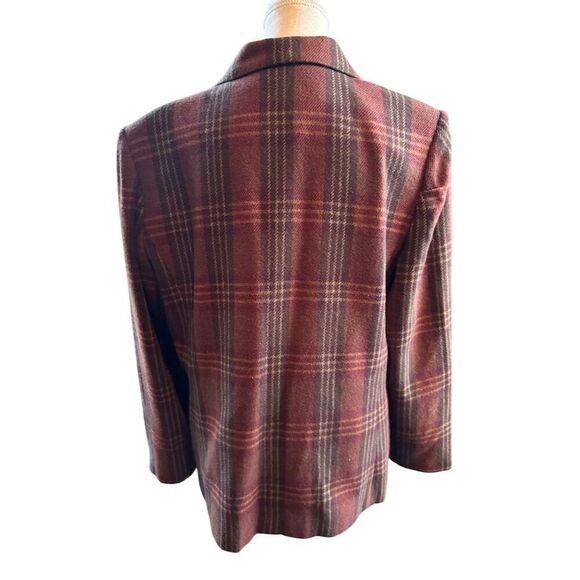 Requirements Vintage Women's Wool Blend Plaid Zip-Up Jacket Brown Size 16 - Picture 2 of 10